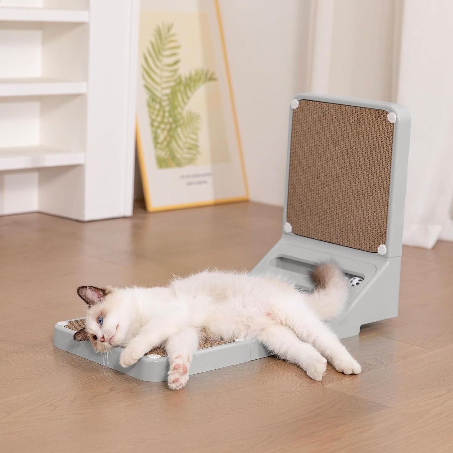Multi-Functional L-Shaped Cat Scratcher – Vertical & Horizontal Design with Ball Track and Large 23.62" Scratching Area