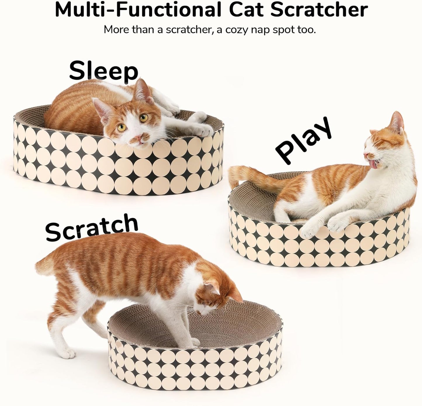 Cat Scratcher Bed – Dual-Purpose Cardboard Lounge with Curved Design, for Indoor Cats Under 22 lbs