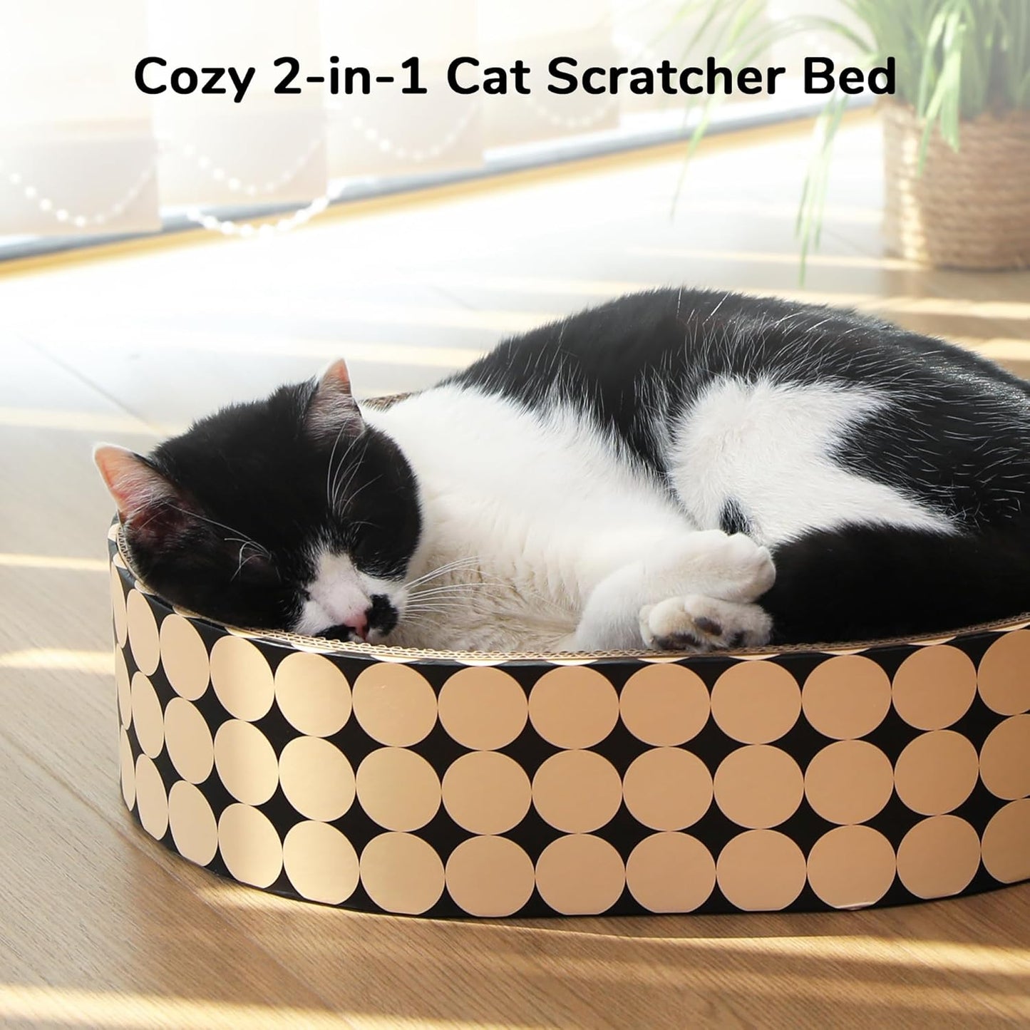 Cat Scratcher Bed – Dual-Purpose Cardboard Lounge with Curved Design, for Indoor Cats Under 22 lbs