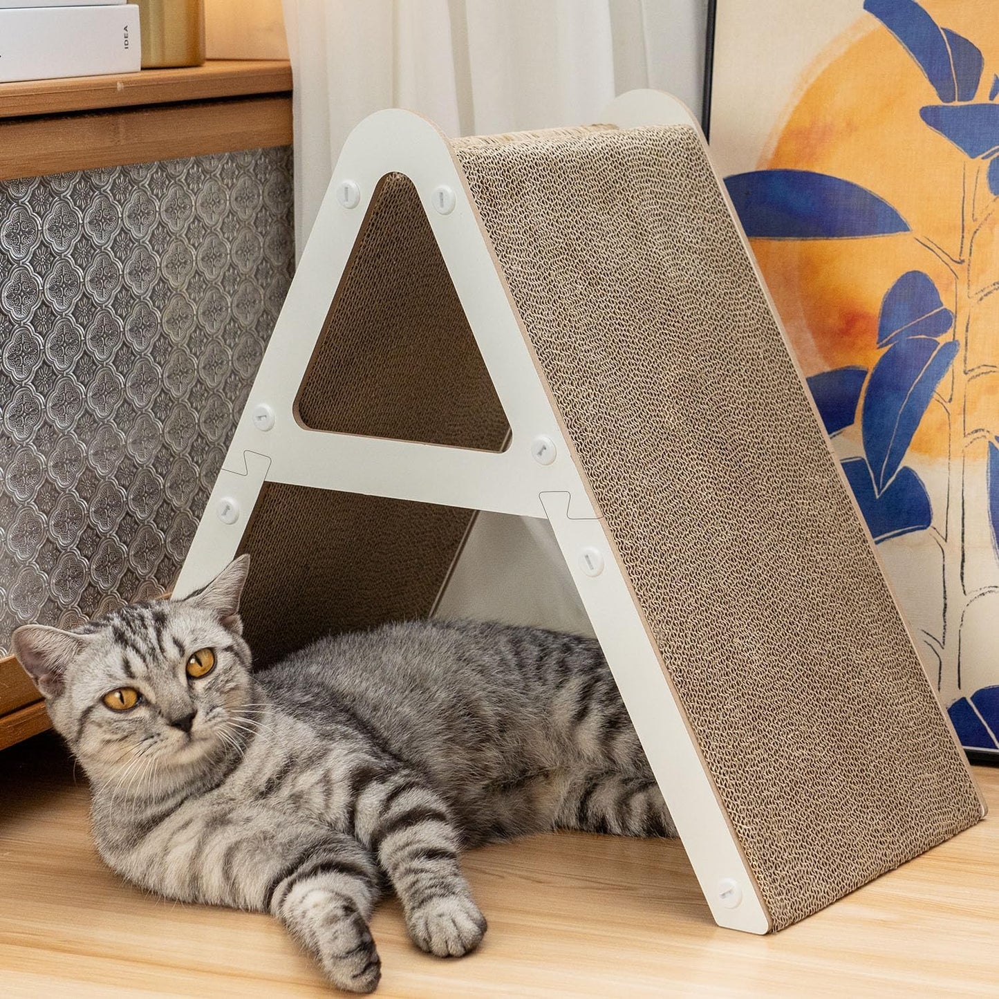 Foldable A-Frame Cat Scratching Ramp | Dual-Sided Corrugated Cat Climber | Multi-Function Scratch Toy for Indoor Cats