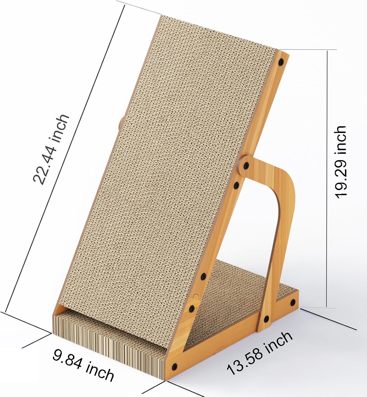 Adjustable Inclined Cat Scratcher – Corrugated Cardboard Scratch Board with Stable Wood Frame – Sloped Design for Daily Scratching and Stretching