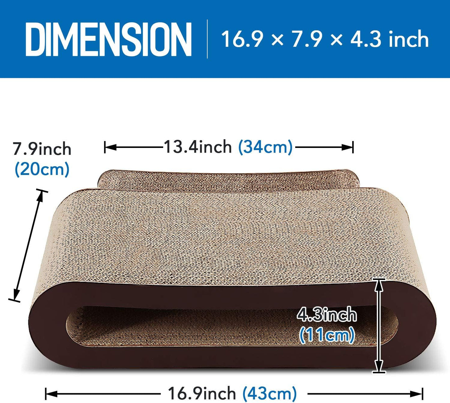 Wave-Shaped Cat Scratcher Pad | Reversible Corrugated Cardboard Lounge Toy | 16.9" Durable Double-Sided Cat Claw Board