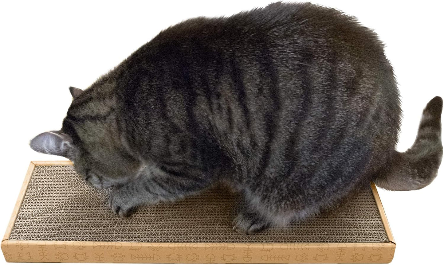 Small Rectangle Cat Scratcher – 15.75” Corrugated Cardboard Cat Scratch Pad – Portable and Lightweight Anti-Furniture Clawing Mat