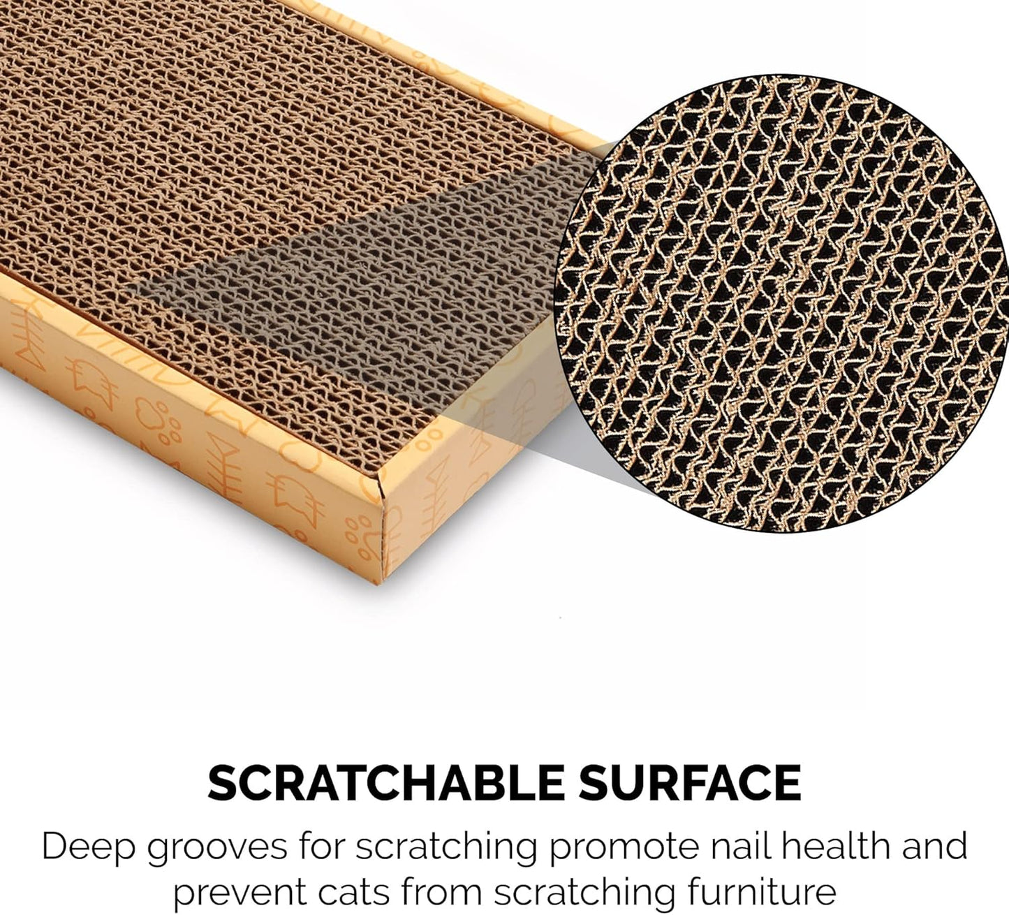 Small Rectangle Cat Scratcher – 15.75” Corrugated Cardboard Cat Scratch Pad – Portable and Lightweight Anti-Furniture Clawing Mat