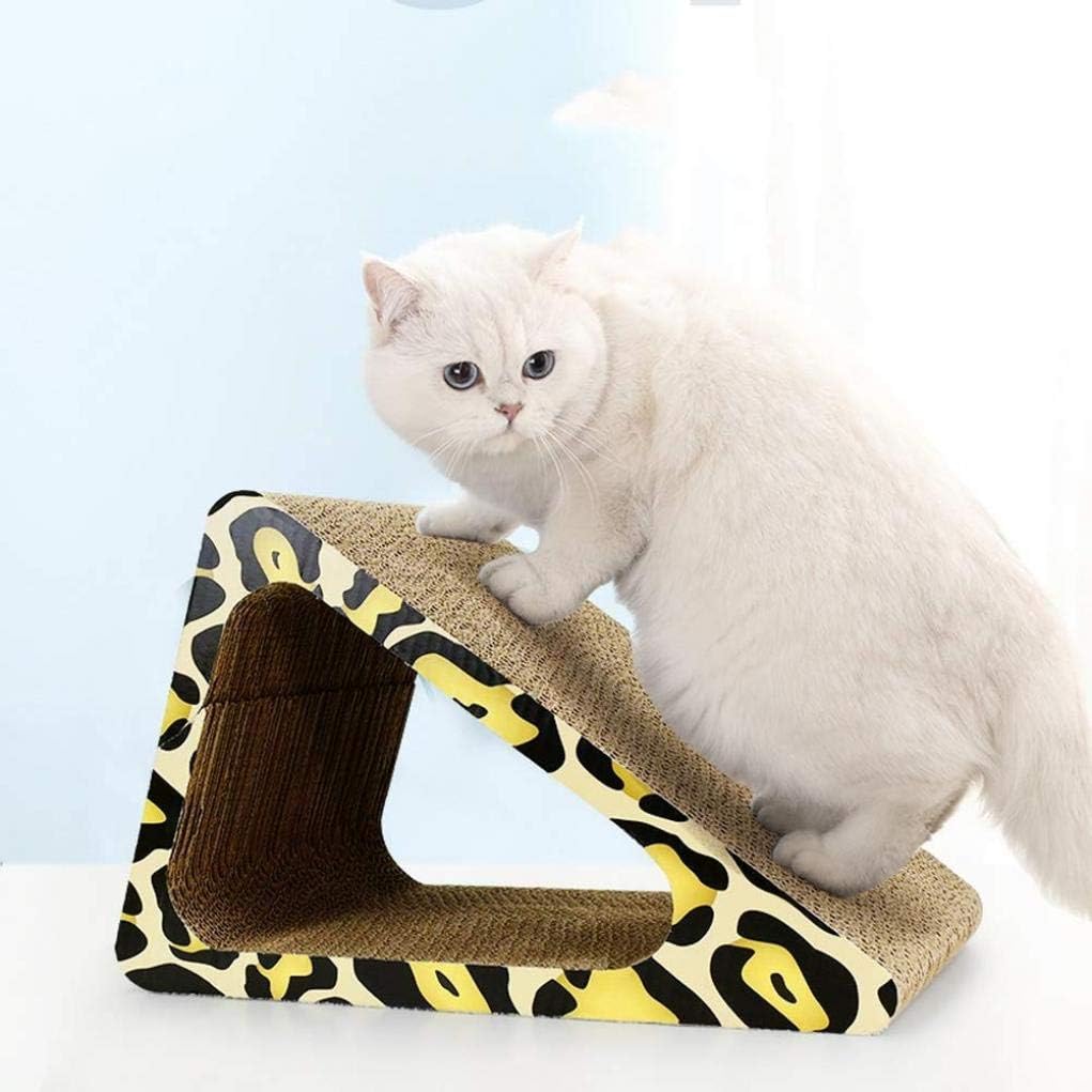 Leopard Print Triangle Cat Scratcher – 36cm Double-Sided Corrugated Cardboard Cat Climbing & Scratching Board – A-Frame Play Structure