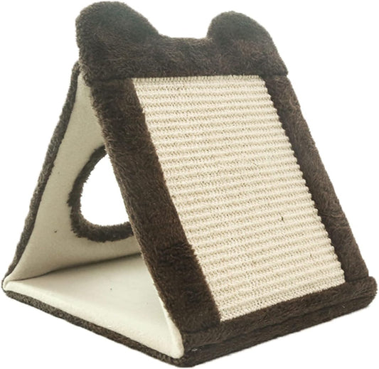 3-in-1 Triangle Cat Scratcher & Play Tent – Multi-Functional Cat Hideout with Toy Ball and Resting Area