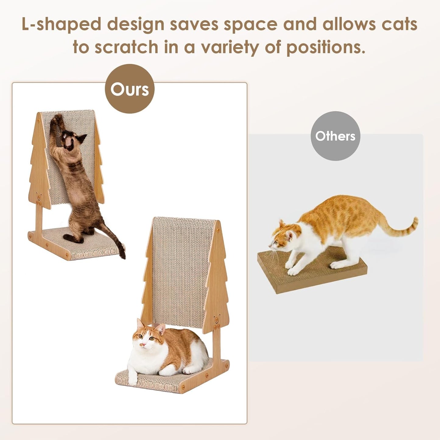 Freestanding Cat Scratching Post – Extra Thick Replaceable Cardboard Pads with Stable Wooden Frame Design