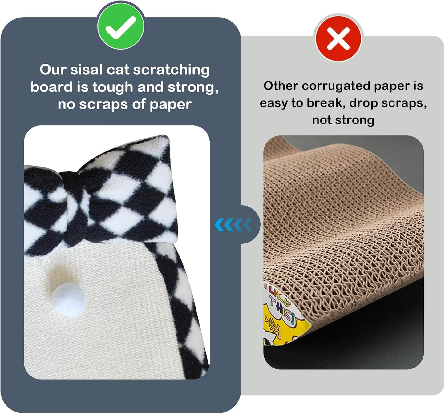 Cat Ear-Shaped Scratching Bed｜Cute Plush Lounger with Sisal Edges & Hanging Ball