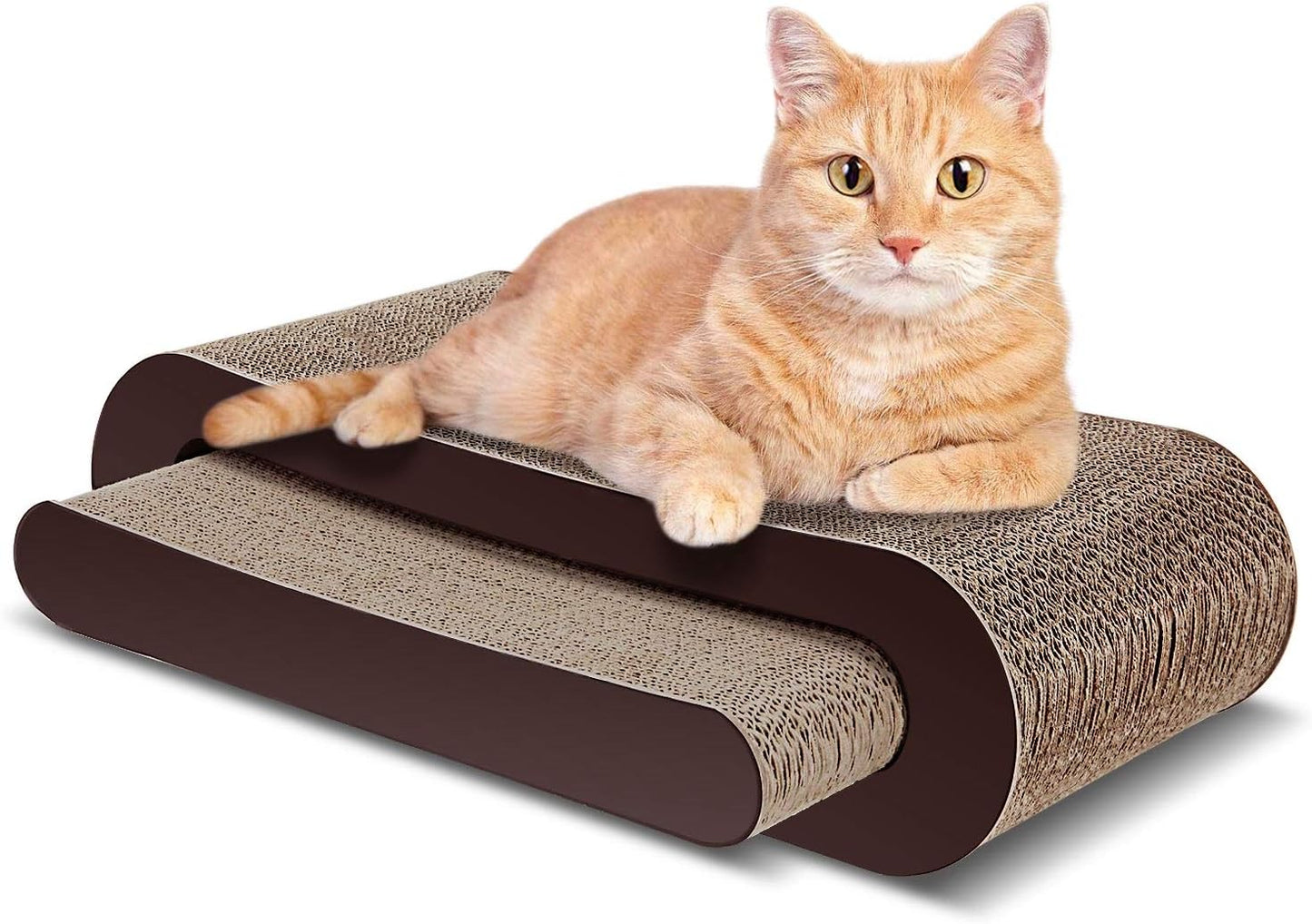 Wave-Shaped Cat Scratcher Pad | Reversible Corrugated Cardboard Lounge Toy | 16.9" Durable Double-Sided Cat Claw Board
