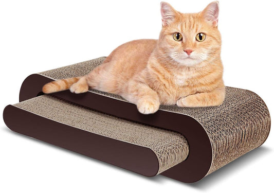 Wave-Shaped Cat Scratcher Pad | Reversible Corrugated Cardboard Lounge Toy | 16.9" Durable Double-Sided Cat Claw Board