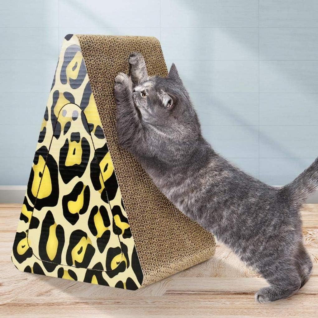 Leopard Print Triangle Cat Scratcher – 36cm Double-Sided Corrugated Cardboard Cat Climbing & Scratching Board – A-Frame Play Structure