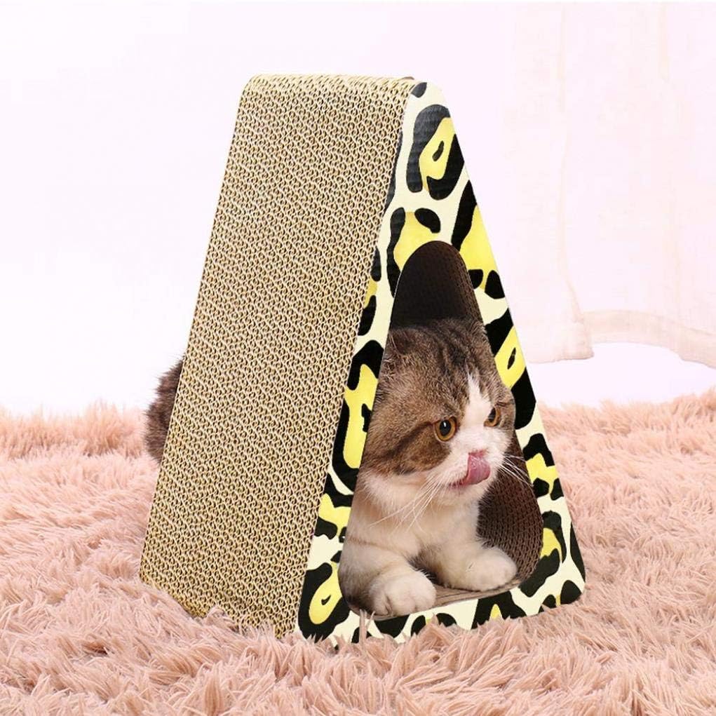 Leopard Print Triangle Cat Scratcher – 36cm Double-Sided Corrugated Cardboard Cat Climbing & Scratching Board – A-Frame Play Structure