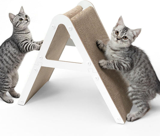 Foldable A-Frame Cat Scratching Ramp | Dual-Sided Corrugated Cat Climber | Multi-Function Scratch Toy for Indoor Cats