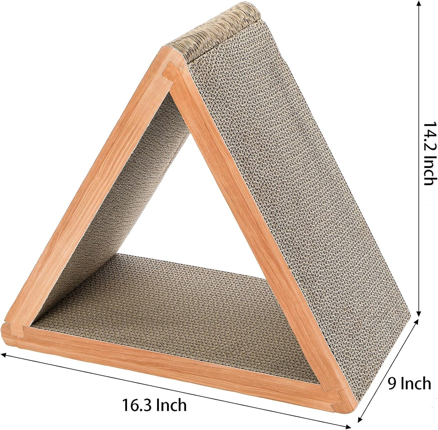 Triangle Cat Scratcher House | Multi-Surface Corrugated Climbing & Hiding Toy | 16.3" Durable Scratch Ramp for Indoor Cats