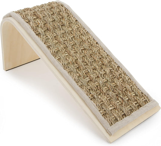 Natural Water Hyacinth Cat Scratching Ramp – Wooden Incline Scratcher for Clawing and Stretching