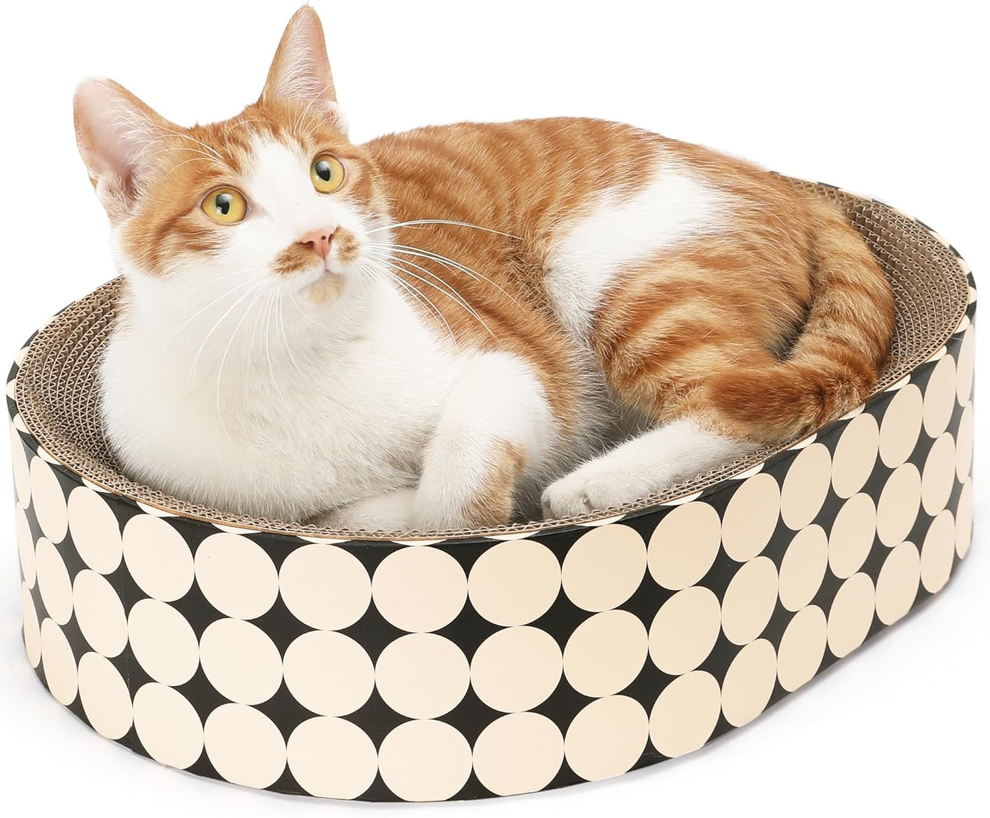 Cat Scratcher Bed – Dual-Purpose Cardboard Lounge with Curved Design, for Indoor Cats Under 22 lbs
