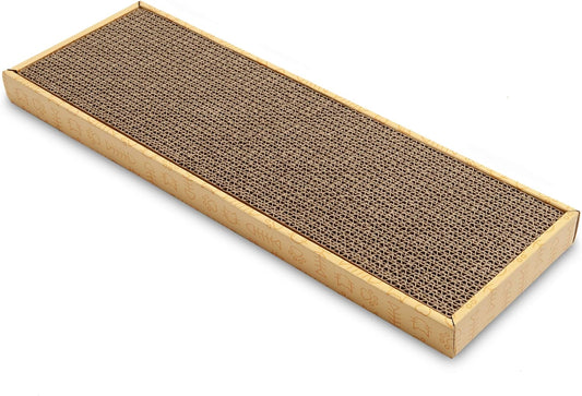 Small Rectangle Cat Scratcher – 15.75” Corrugated Cardboard Cat Scratch Pad – Portable and Lightweight Anti-Furniture Clawing Mat
