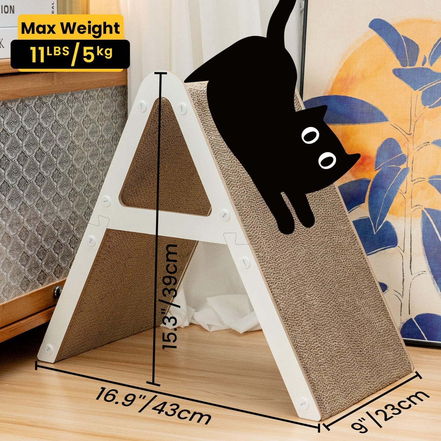 Foldable A-Frame Cat Scratching Ramp | Dual-Sided Corrugated Cat Climber | Multi-Function Scratch Toy for Indoor Cats