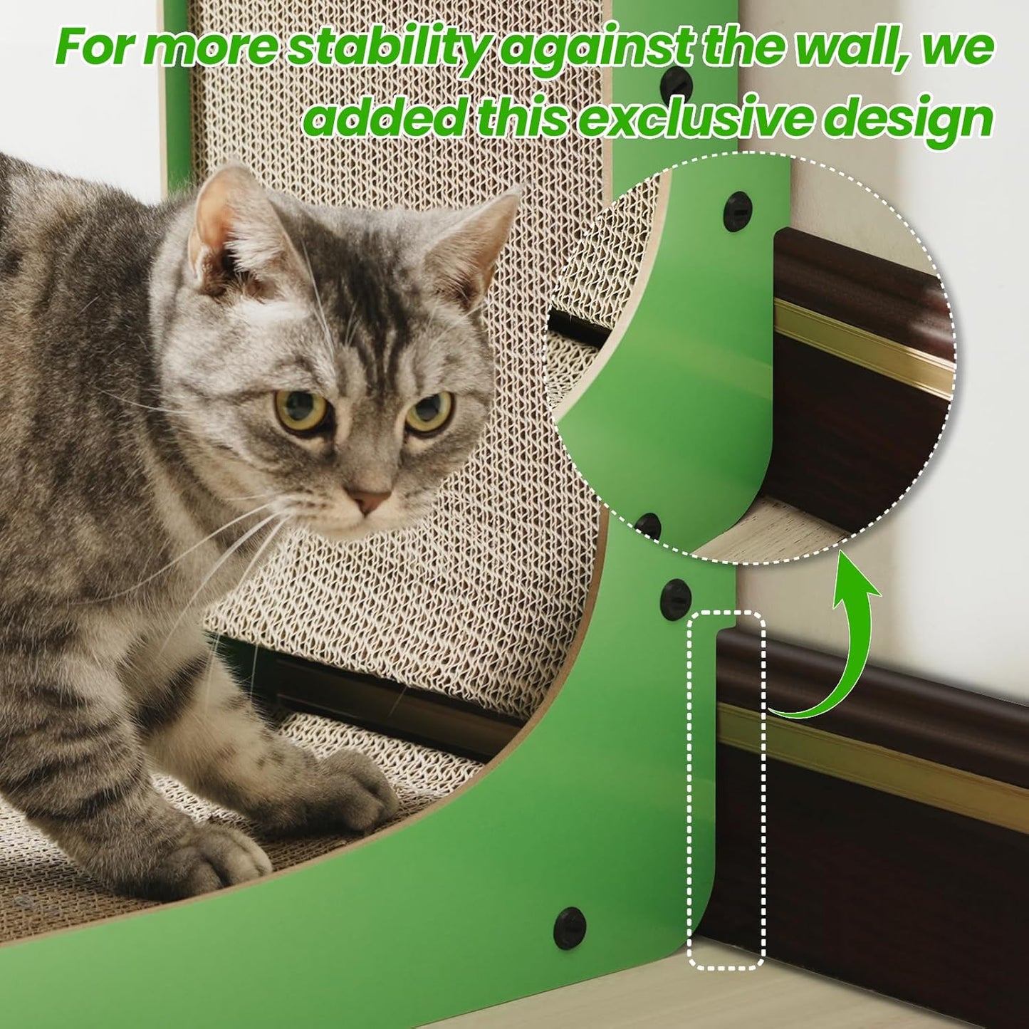 Vertical Green Cat Scratcher – 23.6" Corrugated Cardboard Scratch Tower with Hanging Balls & Rolling Toy – Multifunctional Climbing and Play Station for Cats